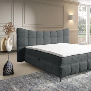 Boxspringbett Bett Schlafzimmerbett NOVA 180x200cm Stoff Rolf Dunkelgrau