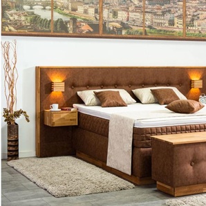 Boxspringbett Boss, 200x220 cm, braun, Härtegrad H2, H3, H4 wählbar