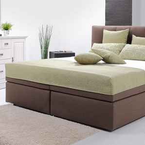 Boxspringbett BRECKLE NORTHEIM Komplettbetten Gr. Strukturstoff Holzwerkstoff, Liegefläche B/L: 160 cm x 200 cm, H2, 5-Zonen-Taschen-Federkernmatratze, braun Boxspringbetten ohne Bettkasten Komplettbetten Taschenfederkernmatratze und Bonnell-Federkern in