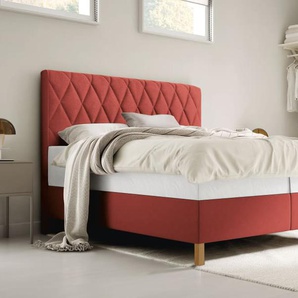 Boxspringbett Brilliant, rot, 180 x 200 cm, Härtegrad 2 und 3