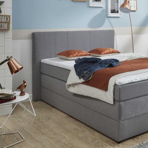 Boxspringbett BX1330 Florida, silber, 140 x 200 cm, inkl. Bettkasten und Topper