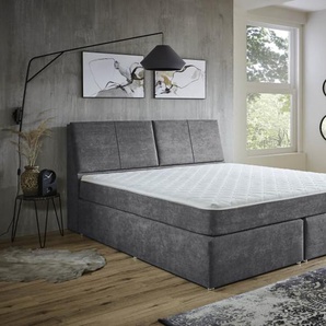 Boxspringbett BX1870 Melrose, grau, 180 x 200 cm, mit Wendematratzen und Topper