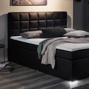 Boxspringbett BX2210 Chilton, schwarz, 180 x 200 cm, inkl. LED-Fußbeleuchtung