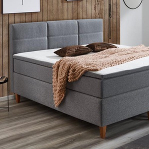 Boxspringbett BX2360 Kenora, grau, 180 x 200 cm, inkl. integriertem Topper