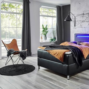 Boxbett Candela mit Stauraum 140 x 200cm Kunstleder Schwarz