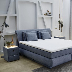 Boxspringbett Carla, blau, 180 x 200 cm, Härtegrad medium