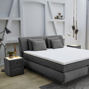 Boxspringbett Carla Mix, dunkelgrau, 180 x 200 cm, Härtegrad medium und fest