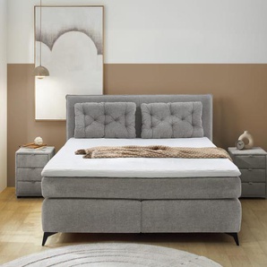 Boxspringbett Chalet 180, grau, 180 x 200 cm, inkl. Kissen