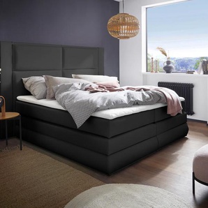 Boxspringbett COLLECTION AB Copenhagen Komplettbetten Gr. Kunstleder SOFTLUX Holzwerkstoff-Spanplatte ohne LED-Beleuchtung LED-Beleuchtung, Liegefläche B/L: 180 cm x 200 cm, Gewicht bis: 150 kg H4, 7-Zonen-Tonnentaschen-Federkernmatratze, schwarz