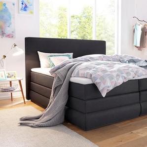 Boxspringbett COLLECTION AB Ninoni, grau (anthrazit), B:195cm L:210cm, Holzwerkstoff, Komplettbetten, inkl. Bettkasten, Topper und wahlweise mit LED-Beleuchtung, Topseller