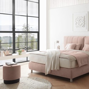Boxspringbett Deluxe Edition KT2, hellrosa, 180 x 200 cm,  Härtegrad 3/4