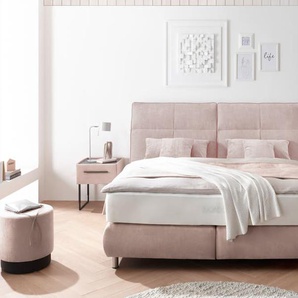 Boxspringbett Deluxe Edition KT4, hellrosa, 180 x 200 cm