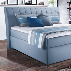 Boxspringbett Diamanti, hellblau, 160 x 200 cm, H3/H4