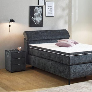 Boxspringbett Diva 140, anthrazit, 140 x 200 cm, inkl. Kaltschaumtopper