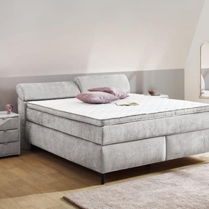Boxspringbett Diva 180, hellgrau, 180 x 200 cm, H3, inkl. Kopfteilverstellung