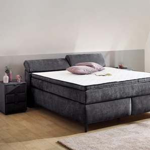 Boxspringbett Diva Mix 180, anthrazit, 180 x 200 cm, H3/H4, inkl. Dreamline Kaltschaumtopper