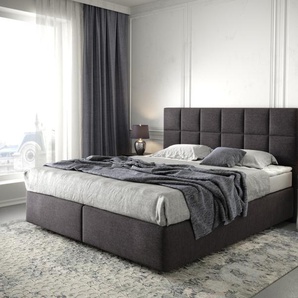 Boxspringbett Dream-Fine 180x200 cm Mikrofaser Schwarz mit Matratze und Topper, Boxspringbetten