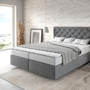 Boxspringbett Dream-Great 160x200 cm Mikrofaser Anthrazit mit Matratze und Topper, Boxspringbetten