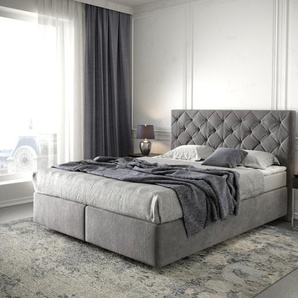 Boxspringbett Dream-Great 160x200 cm Mikrofaser Taupe mit Matratze und Topper, Boxspringbetten