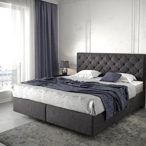Boxspringbett Dream-Great 180x200 cm Schwarz mit Matratze und Topper, Boxspringbetten