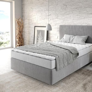 Boxspringbett Dream-Well 120x200 cm Mikrofaser Grau mit Matratze und Topper, Boxspringbetten