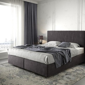 Boxspringbett Dream-Well 180x200 cm Mikrofaser Schwarz mit Matratze und Topper, Boxspringbetten