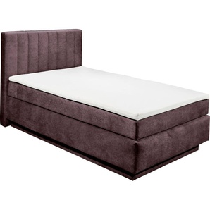 Boxspringbett ED EXCITING DESIGN Covina A Komplettbetten Gr. Microvelours inkl. schwebenden Bettkasten, Liegefläche B/L: 140 cm x 200 cm, H2, 7-Zonen-Tonnentaschen-Federkernmatratze, lila (aubergine) Boxspringbetten ohne Bettkasten inkl. einem schwebenden