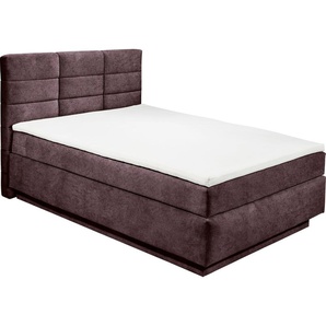 Boxspringbett ED EXCITING DESIGN Covina B Komplettbetten Gr. Microvelours inkl. schwebenden Bettkasten, Liegefläche B/L: 140 cm x 200 cm, H2, 7-Zonen-Tonnentaschen-Federkernmatratze, lila (aubergine) Boxspringbetten ohne Bettkasten inkl. einem schwebenden