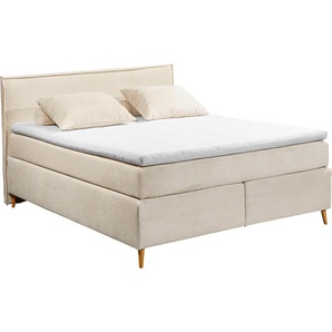 Boxspringbett ED EXCITING DESIGN Esperanza 6 BSB 180 Komplettbetten Gr. Cord Kaltschaum-Topper, Liegefläche B/L: 180 cm x 200 cm, Gewicht bis: 120 kg + 120 kg H3/H4 + H3/H4, 7-Zonen-Tonnentaschen-Federkernmatratze, beige (creme) Boxspringbetten ohne