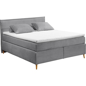 Boxspringbett ED EXCITING DESIGN Esperanza 6 BSB 180 Komplettbetten Gr. Cord Kaltschaum-Topper, Liegefläche B/L: 180 cm x 200 cm, Gewicht bis: 120 kg + 120 kg H3/H4 + H3/H4, 7-Zonen-Tonnentaschen-Federkernmatratze, grau (dunkelgrau) Boxspringbetten ohne