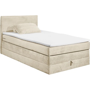Boxspringbett ED EXCITING DESIGN Luzern 2 Komplettbetten Gr. Cord inkl. Bettkasten-Komfortschaum-Topper, Liegefläche B/L: 120 cm x 200 cm, Gewicht bis: 120 kg + 120 kg, 7-Zonen-Tonnentaschen-Federkernmatratze, beige (creme) Boxspringbetten mit Bettkasten