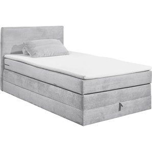 Boxspringbett ED EXCITING DESIGN Luzern 2 Komplettbetten Gr. Cord inkl. Bettkasten-Komfortschaum-Topper, Liegefläche B/L: 120 cm x 200 cm, Gewicht bis: 120 kg + 120 kg, 7-Zonen-Tonnentaschen-Federkernmatratze, grau Boxspringbetten mit Bettkasten inkl.