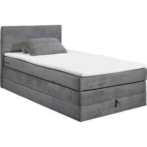 Boxspringbett ED EXCITING DESIGN Luzern 2 Komplettbetten Gr. Cord inkl. Bettkasten-Komfortschaum-Topper, Liegefläche B/L: 120 cm x 200 cm, Gewicht bis: 120 kg + 120 kg, 7-Zonen-Tonnentaschen-Federkernmatratze, grau (dunkelgrau) Boxspringbetten mit