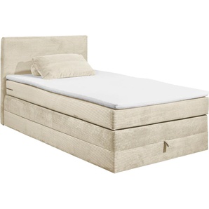 Boxspringbett ED EXCITING DESIGN Luzern 2 Komplettbetten Gr. Cord inkl. Bettkasten-Komfortschaum-Topper, Liegefläche B/L: 140 cm x 200 cm, Gewicht bis: 120 kg + 120 kg, 7-Zonen-Tonnentaschen-Federkernmatratze, beige (creme) Boxspringbetten mit Bettkasten