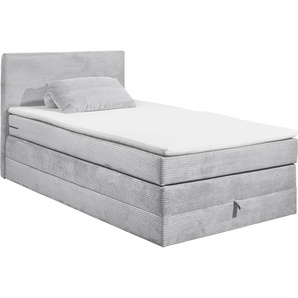 Boxspringbett ED EXCITING DESIGN Luzern 2 Komplettbetten Gr. Cord inkl. Bettkasten-Komfortschaum-Topper, Liegefläche B/L: 140 cm x 200 cm, Gewicht bis: 120 kg + 120 kg, 7-Zonen-Tonnentaschen-Federkernmatratze, grau Boxspringbetten mit Bettkasten inkl.