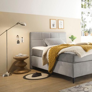 Boxspringbett ED EXCITING DESIGN Navarra 6 BSB Komplettbetten Gr. Microvelours Kaltschaum-Topper, Liegefläche B/L: 140 cm x 200 cm, Gewicht bis: 120 kg + 0 kg H2 + kein Härtegrad, 7-Zonen-Tonnentaschen-Federkernmatratze, grau Boxspringbetten ohne