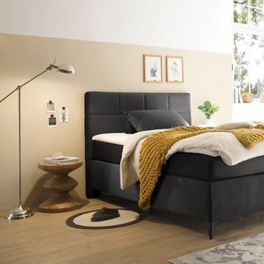Boxspringbett ED EXCITING DESIGN Navarra 6 BSB Komplettbetten Gr. Microvelours Kaltschaum-Topper, Liegefläche B/L: 140 cm x 200 cm, Gewicht bis: 120 kg + 0 kg H2 + kein Härtegrad, 7-Zonen-Tonnentaschen-Federkernmatratze, schwarz Boxspringbetten ohne