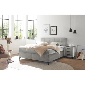 Boxspringbett ED EXCITING DESIGN Navarra 6 BSB Komplettbetten Gr. Microvelours Kaltschaum-Topper, Liegefläche B/L: 180 cm x 200 cm, Gewicht bis: 120 kg + 120 kg H2 + H2, 7-Zonen-Tonnentaschen-Federkernmatratze, grau Boxspringbetten ohne Bettkasten
