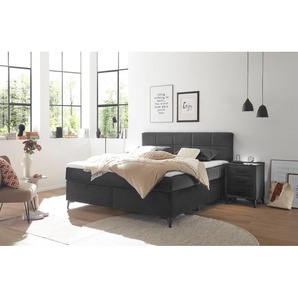 Boxspringbett ED EXCITING DESIGN Navarra 6 BSB Komplettbetten Gr. Microvelours Kaltschaum-Topper, Liegefläche B/L: 180 cm x 200 cm, Gewicht bis: 120 kg + 120 kg H2 + H2, 7-Zonen-Tonnentaschen-Federkernmatratze, schwarz Boxspringbetten ohne Bettkasten