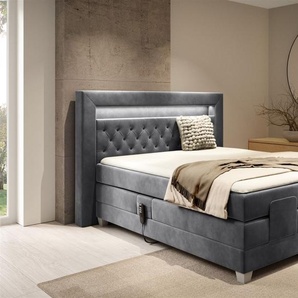 Boxspringbett Elektrisch Bett ARMANDO 140x200cm in Stoff Fresh Stahlgrau
