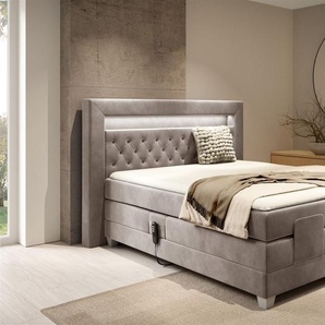 Boxspringbett Elektrisch Bett ARMANDO 200x200cm in Stoff Fresh Macchiato