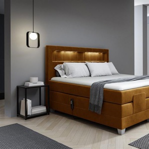 Boxspringbett Elektrisch Bett DAVIDE 120x200cm in Stoff Fresh Senfgelb