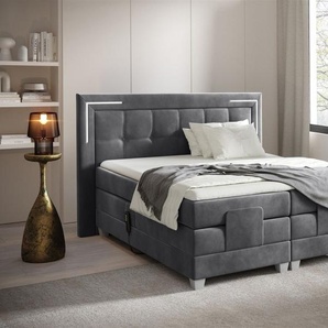 Boxspringbett Elektrisch Bett DORES 120x200cm in Stoff Fresh Stahlgrau