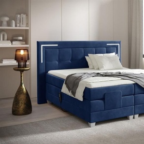 Boxspringbett Elektrisch Bett DORES 200x200cm in Stoff Fresh Dunkelblau