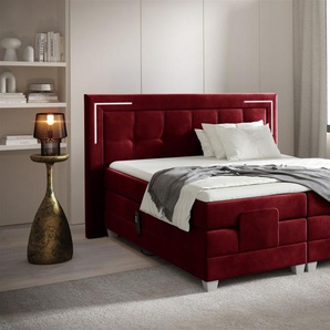 Boxspringbett Elektrisch Bett DORES 200x200cm in Stoff Fresh Rot