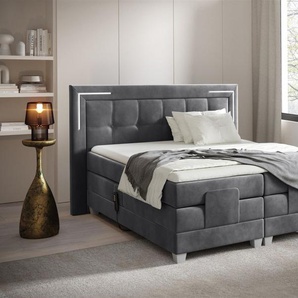 Boxspringbett Elektrisch Bett DORES 200x200cm in Stoff Fresh Stahlgrau