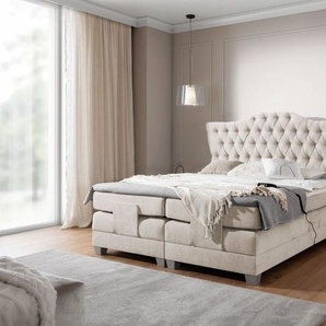 Boxspringbett Elektrisch Bett FAUSTO 140x200cm in Stoff Wind Beige