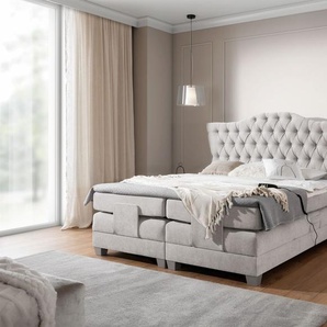 Boxspringbett Elektrisch Bett FAUSTO 200x200cm in Stoff Wind Grau