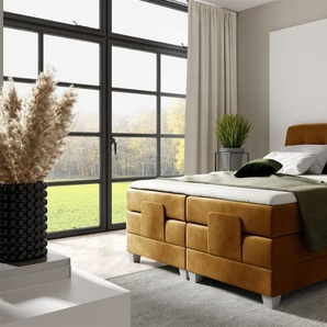 Boxspringbett Elektrisch Bett FRANCO 160x200cm in Stoff Fresh Senfgelb