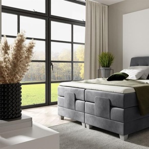 Boxspringbett Elektrisch Bett FRANCO 180x200cm in Stoff Fresh Grau